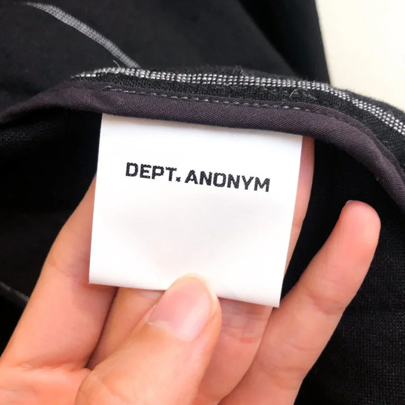 DEPT. ANONYM 100% Linen Black Striped Collared V Neck Classic Lightweight Blazer - Picture 9 of 11